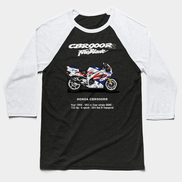 CBR900RR FireBlade Baseball T-Shirt by Hilmay